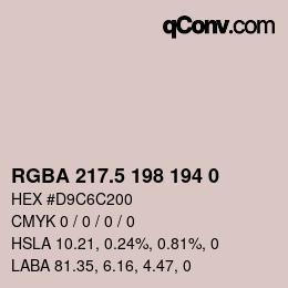 Color code: RGBA 217.5 198 194 0 | qconv.com