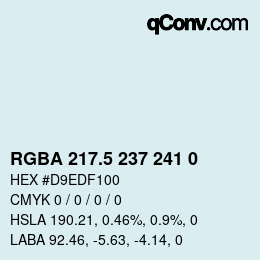 Código de color: RGBA 217.5 237 241 0 | qconv.com