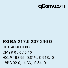 Color code: RGBA 217.5 237 246 0 | qconv.com