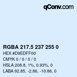 Color code: RGBA 217.5 237 255 0 | qconv.com
