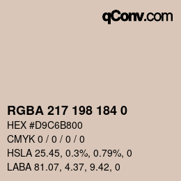 Color code: RGBA 217 198 184 0 | qconv.com