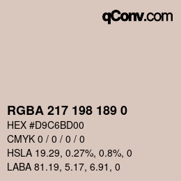 カラーコード: RGBA 217 198 189 0 | qconv.com