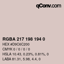 Color code: RGBA 217 198 194 0 | qconv.com