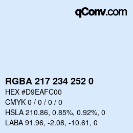 Color code: RGBA 217 234 252 0 | qconv.com