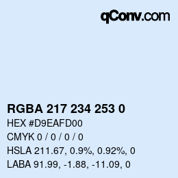 Color code: RGBA 217 234 253 0 | qconv.com