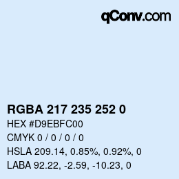 Color code: RGBA 217 235 252 0 | qconv.com