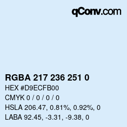 Color code: RGBA 217 236 251 0 | qconv.com