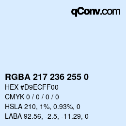 カラーコード: RGBA 217 236 255 0 | qconv.com