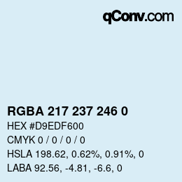 Color code: RGBA 217 237 246 0 | qconv.com