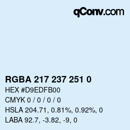 Color code: RGBA 217 237 251 0 | qconv.com