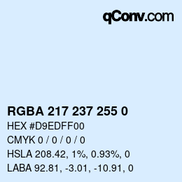 Farbcode: RGBA 217 237 255 0 | qconv.com