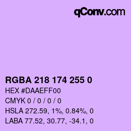 Farbcode: RGBA 218 174 255 0 | qconv.com