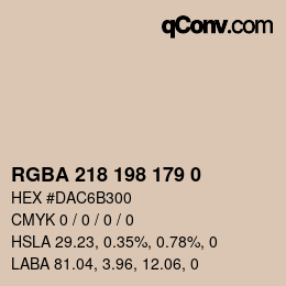 Color code: RGBA 218 198 179 0 | qconv.com