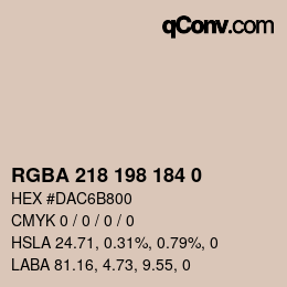 Color code: RGBA 218 198 184 0 | qconv.com