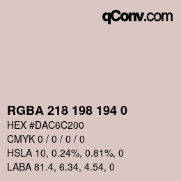 Color code: RGBA 218 198 194 0 | qconv.com