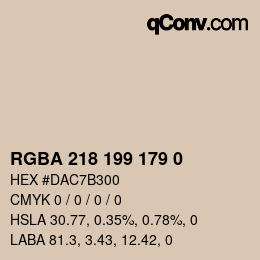 Color code: RGBA 218 199 179 0 | qconv.com