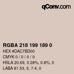 Farbcode: RGBA 218 199 189 0 | qconv.com