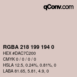Color code: RGBA 218 199 194 0 | qconv.com