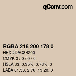 Color code: RGBA 218 200 178 0 | qconv.com