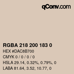 Color code: RGBA 218 200 183 0 | qconv.com