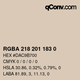 Color code: RGBA 218 201 183 0 | qconv.com