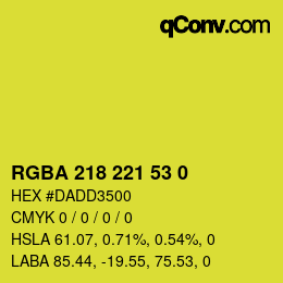 Color code: RGBA 218 221 53 0 | qconv.com
