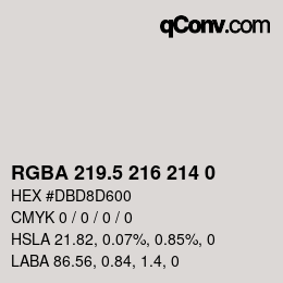 Color code: RGBA 219.5 216 214 0 | qconv.com