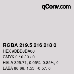Color code: RGBA 219.5 216 218 0 | qconv.com