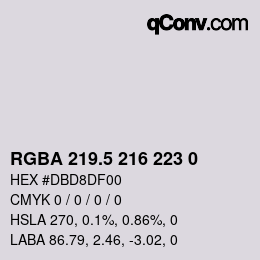 Color code: RGBA 219.5 216 223 0 | qconv.com