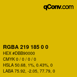 Color code: RGBA 219 185 0 0 | qconv.com