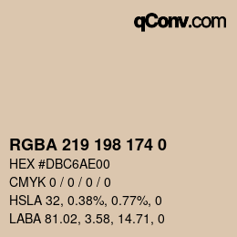 Color code: RGBA 219 198 174 0 | qconv.com