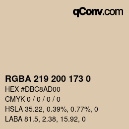 Color code: RGBA 219 200 173 0 | qconv.com