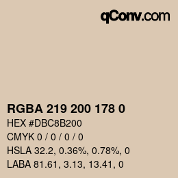 Color code: RGBA 219 200 178 0 | qconv.com