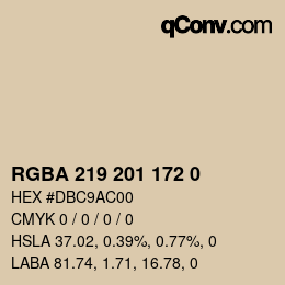 Color code: RGBA 219 201 172 0 | qconv.com