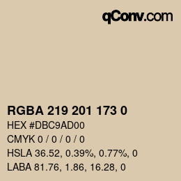 Color code: RGBA 219 201 173 0 | qconv.com