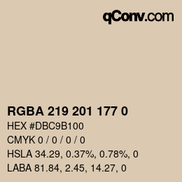 Color code: RGBA 219 201 177 0 | qconv.com
