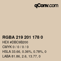 Color code: RGBA 219 201 178 0 | qconv.com