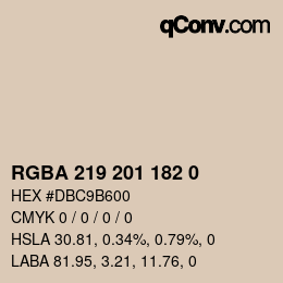 Color code: RGBA 219 201 182 0 | qconv.com