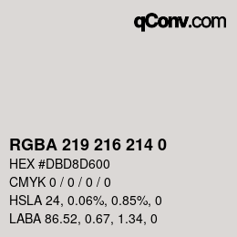 Color code: RGBA 219 216 214 0 | qconv.com