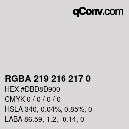 Color code: RGBA 219 216 217 0 | qconv.com