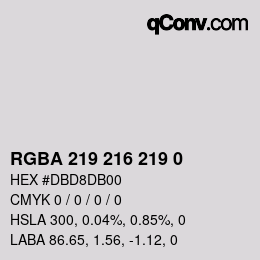Color code: RGBA 219 216 219 0 | qconv.com