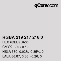 Color code: RGBA 219 217 218 0 | qconv.com