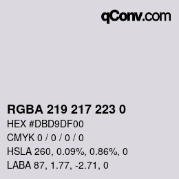 Color code: RGBA 219 217 223 0 | qconv.com