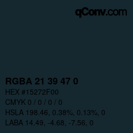 Color code: RGBA 21 39 47 0 | qconv.com
