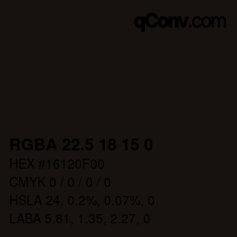 Color code: RGBA 22.5 18 15 0 | qconv.com
