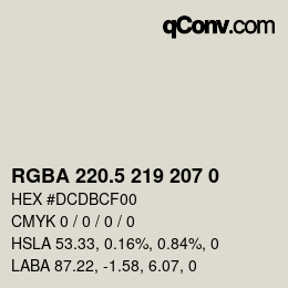 Farbcode: RGBA 220.5 219 207 0 | qconv.com