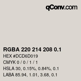 Farbcode: RGBA 220 214 208 0.1 | qconv.com