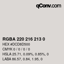 Color code: RGBA 220 216 213 0 | qconv.com
