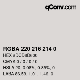 Color code: RGBA 220 216 214 0 | qconv.com
