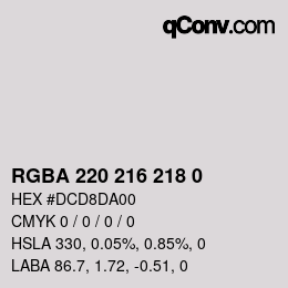 Color code: RGBA 220 216 218 0 | qconv.com
